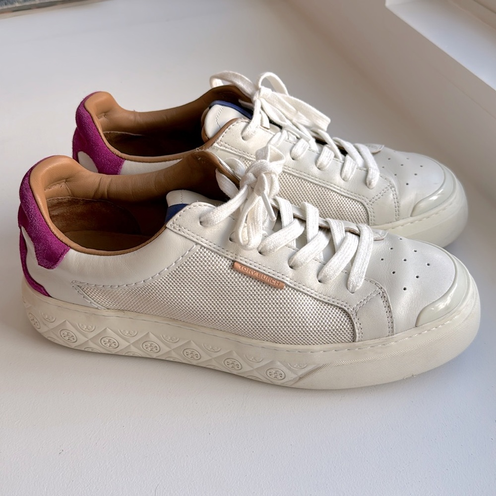 Tory Burch Ladybug white and pink leather sneakers size 10